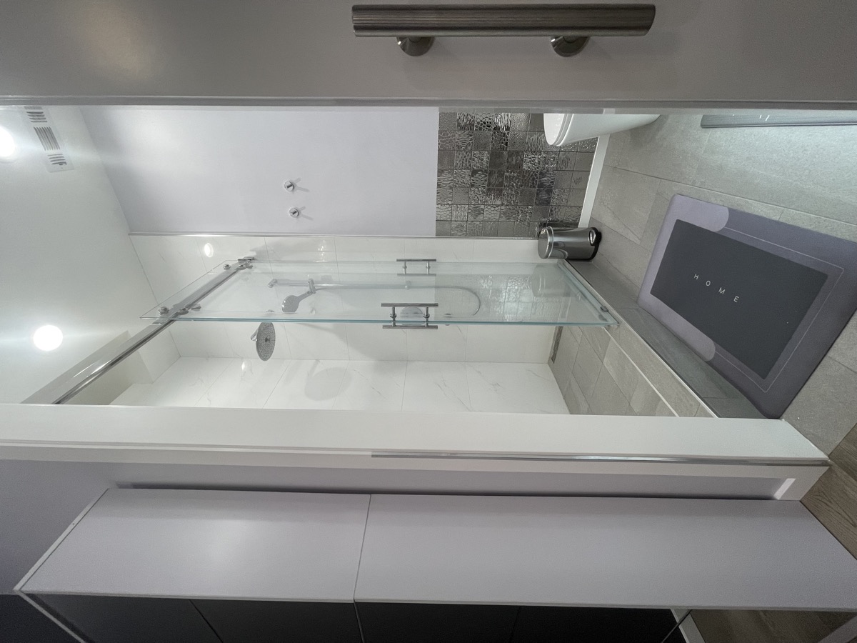 Modern bathroom with glass shower